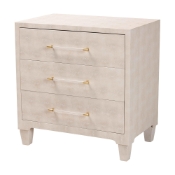 Baxton Studio Nira Modern Beige Faux Shagreen 3-Drawer Storage Cabinet